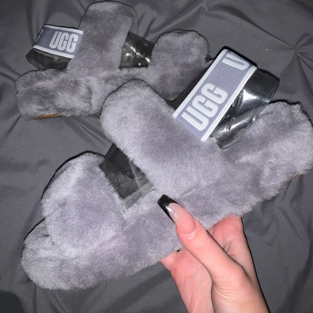 grey ugg oh yeah slippers/slides
